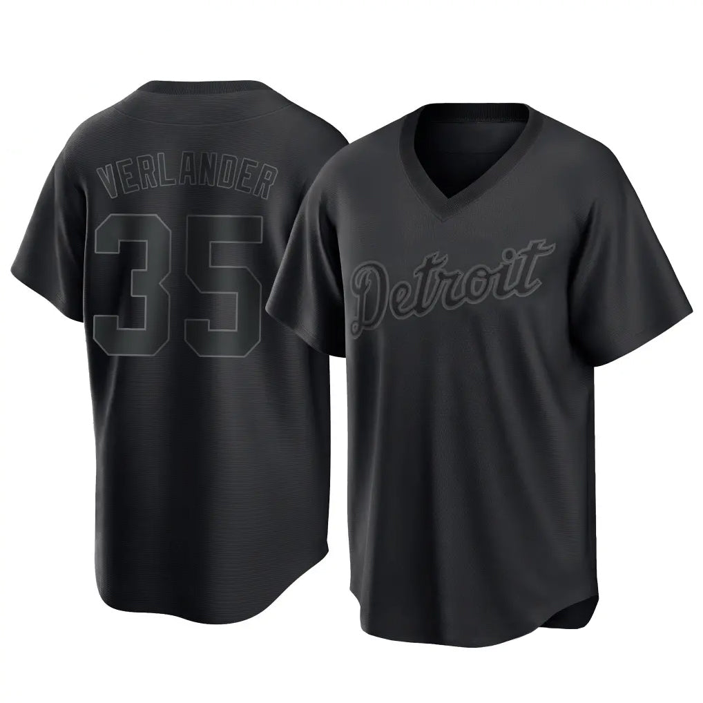 D.Tigers #35 Justin Verlander Player Black T-shirt Home Game Fdoa Stitched Jerseys