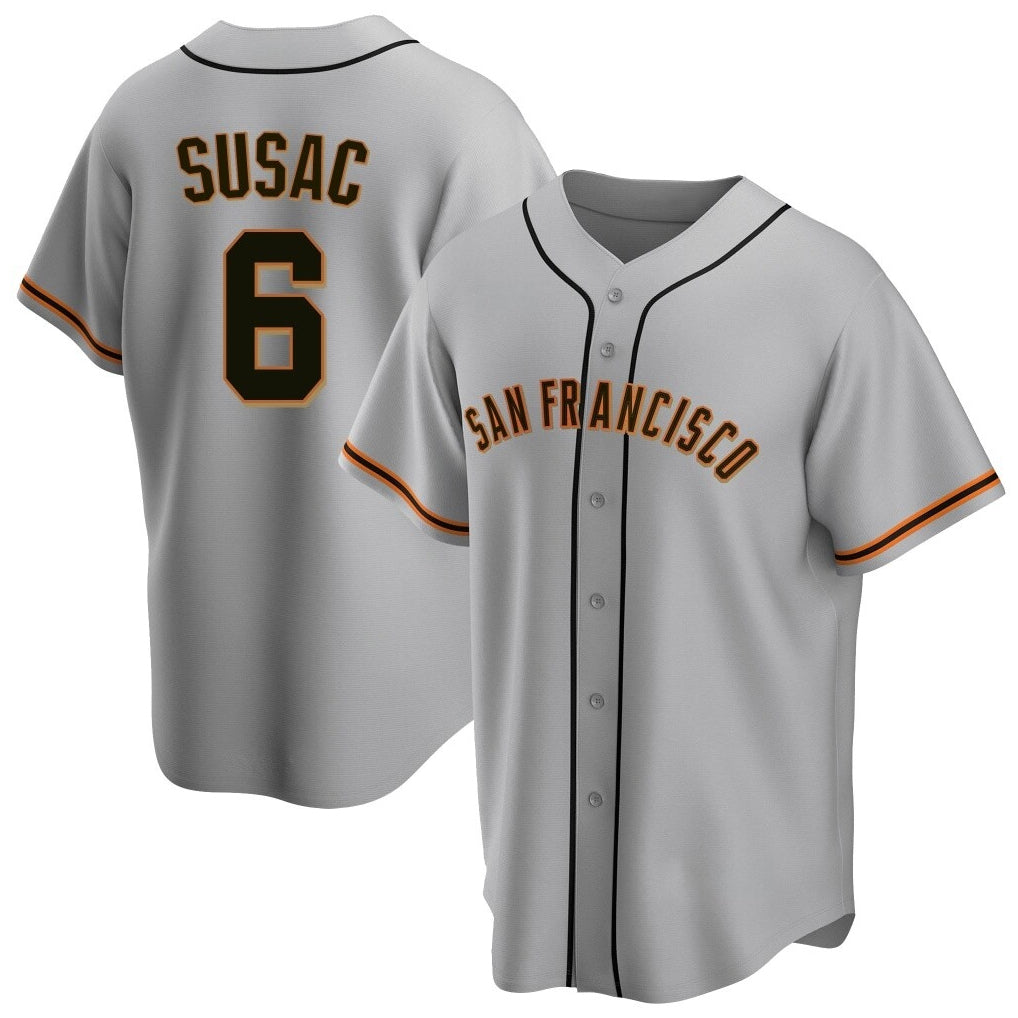 SF.Giants #6 Daniel Susac Player Gray Home Game Fdoa Stitched Jerseys