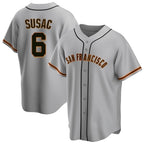SF.Giants #6 Daniel Susac Player Gray Home Game Fdoa Stitched Jerseys