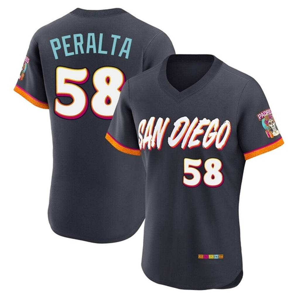 S.Diego Padres #58 Wandy Peralta Player Obsidian 2026 City Connect Home Limited Elite T-shirt Fdoa Stitched Jerseys