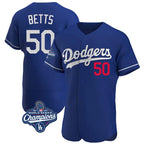 LA.Dodgers #50 Mookie Betts Player Royal World Series Meet Limited Elite Home Fdoa Stitched Jerseys