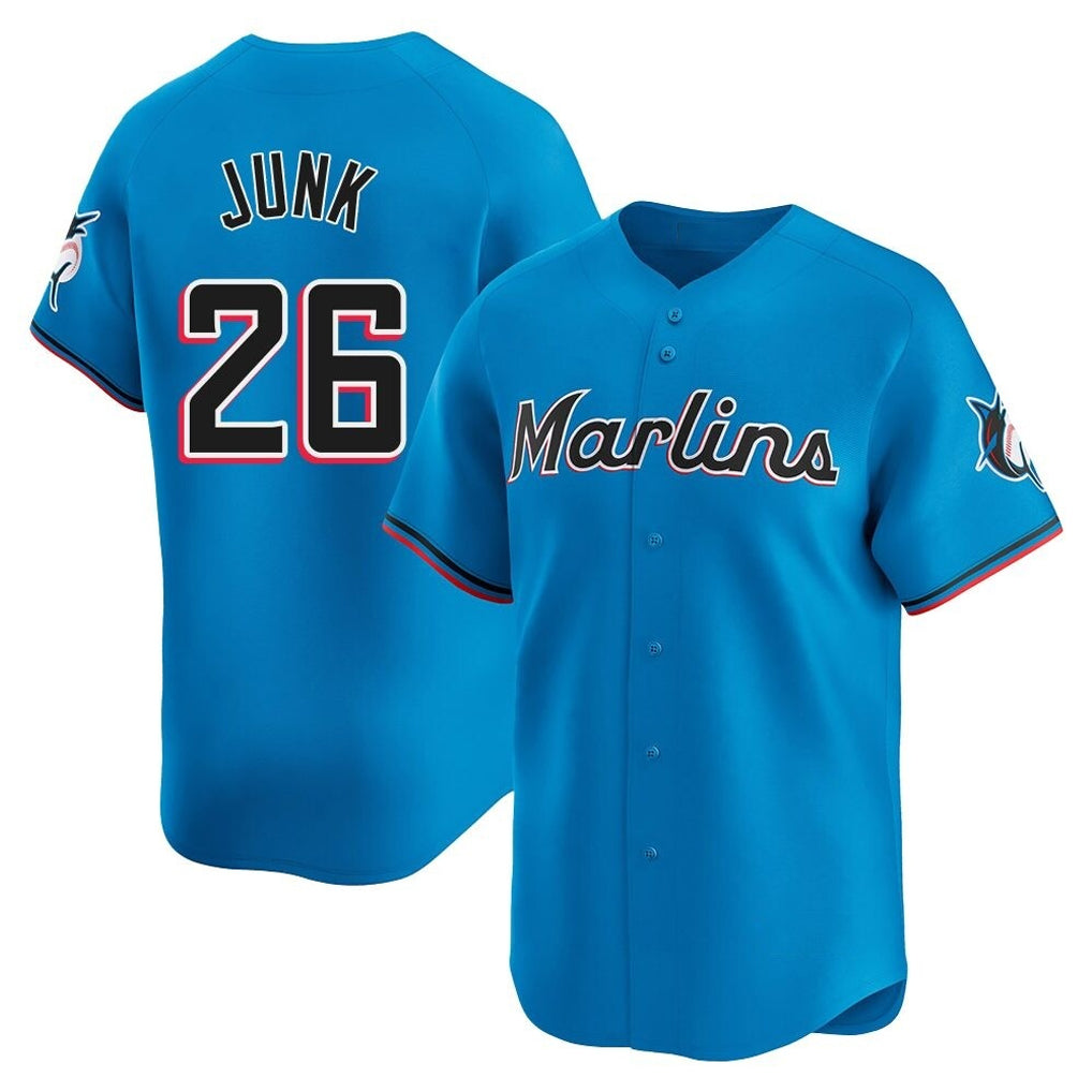 M.Marlins #26 Janson Junk Player Blue Home Limited Fdoa Stitched Jerseys