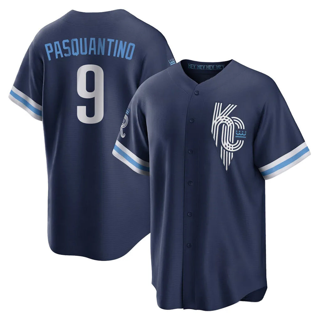 KC.Royals #9 Vinnie Pasquantino Player Navy City Connect Home Game Fdoa Stitched Jerseys