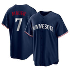 M.Twins #7 Joe Mauer Player Navy Replica Alternate Home Fdoa Stitched Jerseys