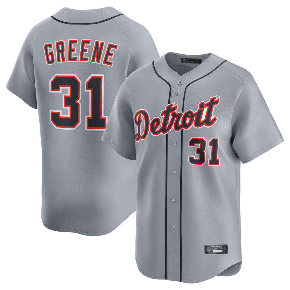 D.Tigers #31 Riley Greene Player Gray Home Limited Fdoa Stitched Jerseys