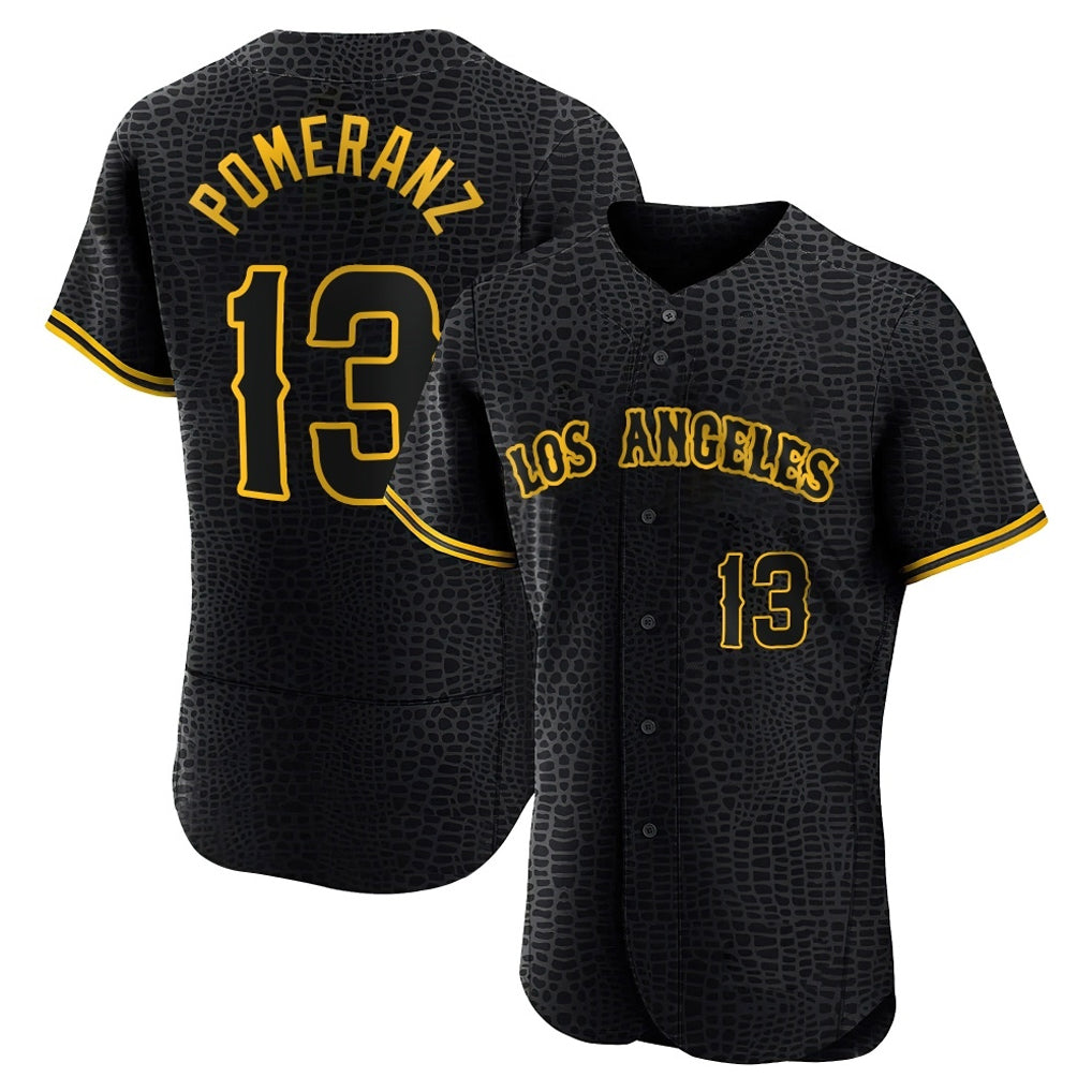 LA.Angels #13 Drew Pomeranz Player Black Snake Skin City Limited Elite Home Fdoa Stitched Jerseys