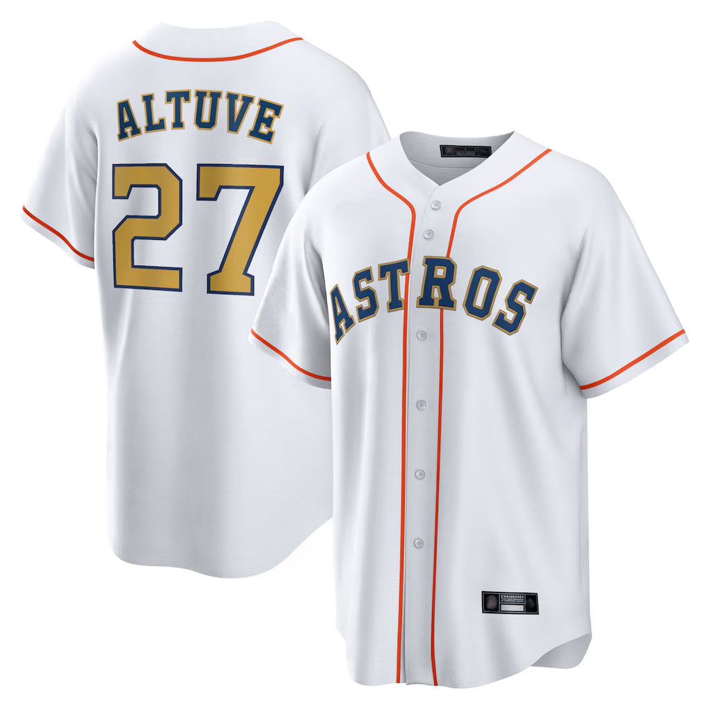 H.Astros #27 Jose Altuve Player Gold Collection Game Home Fdoa Stitched Jerseys
