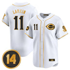 C.Reds #11 Barry Larkin Player White-Gold Vapor Premier Limited Home Fdoa Stitched Jerseys