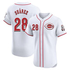 C.Reds #28 Eugenio Su¨¢rez Player White Limited Elite Home Fdoa Stitched Jerseys