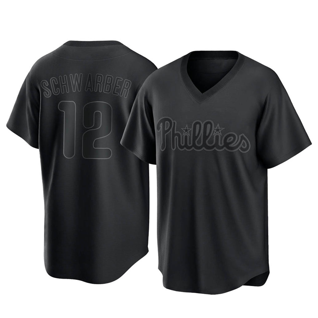 P.Phillies #12 Kyle Schwarber Player Black Pitch Fashion Limited T-shirt Fdoa Stitched Jerseys