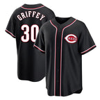 C.Reds #30 Ken Griffey Player Black Fashion Out Home Game Fdoa Stitched Jerseys