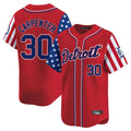 D.Tigers #30 Kerry Carpenter Player Red Independence Day Vapor Premier Limited Fdoa Stitched Jerseys