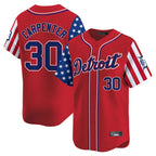 D.Tigers #30 Kerry Carpenter Player Red Independence Day Vapor Premier Limited Fdoa Stitched Jerseys
