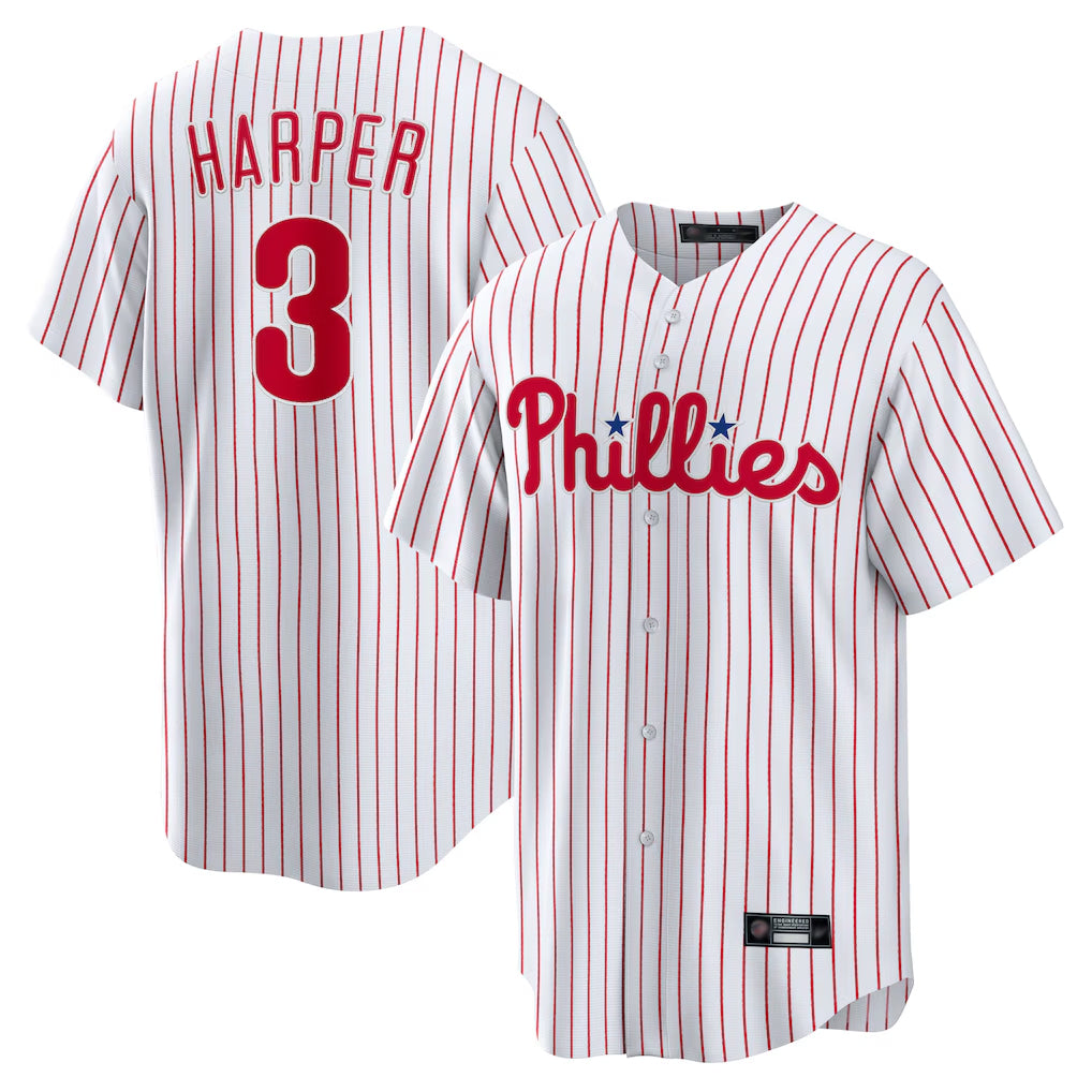 P.Phillies #3 Bryce Harper Player White Home Game Fdoa Stitched Jerseys