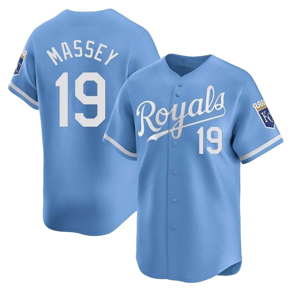 KC.Royals #19 Michael Massey Player Light Blue Alt Limited Home Fdoa Stitched Jerseys