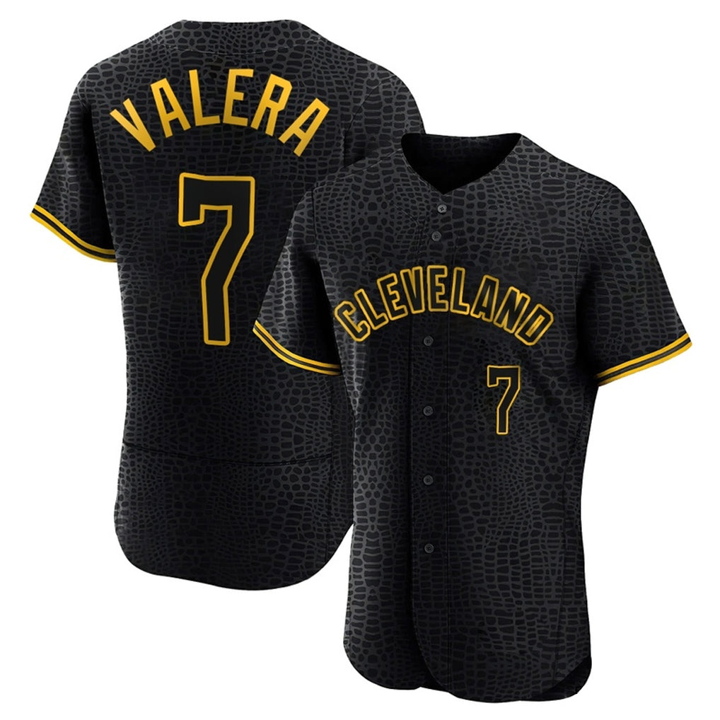 C.Guardians #7 George Valera Player Black Snake Skin City Limited Elite Home Fdoa Stitched Jerseys