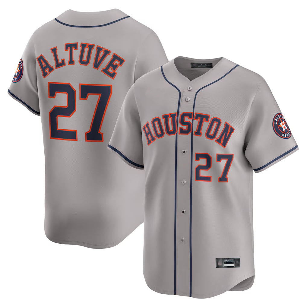 H.Astros #27 Jose Altuve Player Gray Home Limited Fdoa Stitched Jerseys