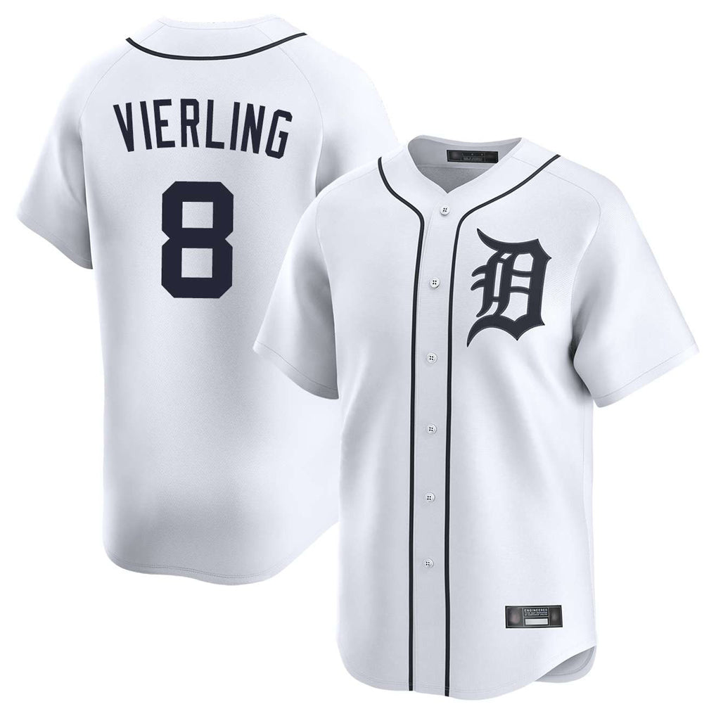 D.Tigers #8 Matt Vierling Player White Home Limited Fdoa Stitched Jerseys