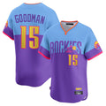 C.Rockies #15 Hunter Goodman Player Purple-Light Blue City Connect Limited Home T-shirt Fdoa Stitched Jerseys