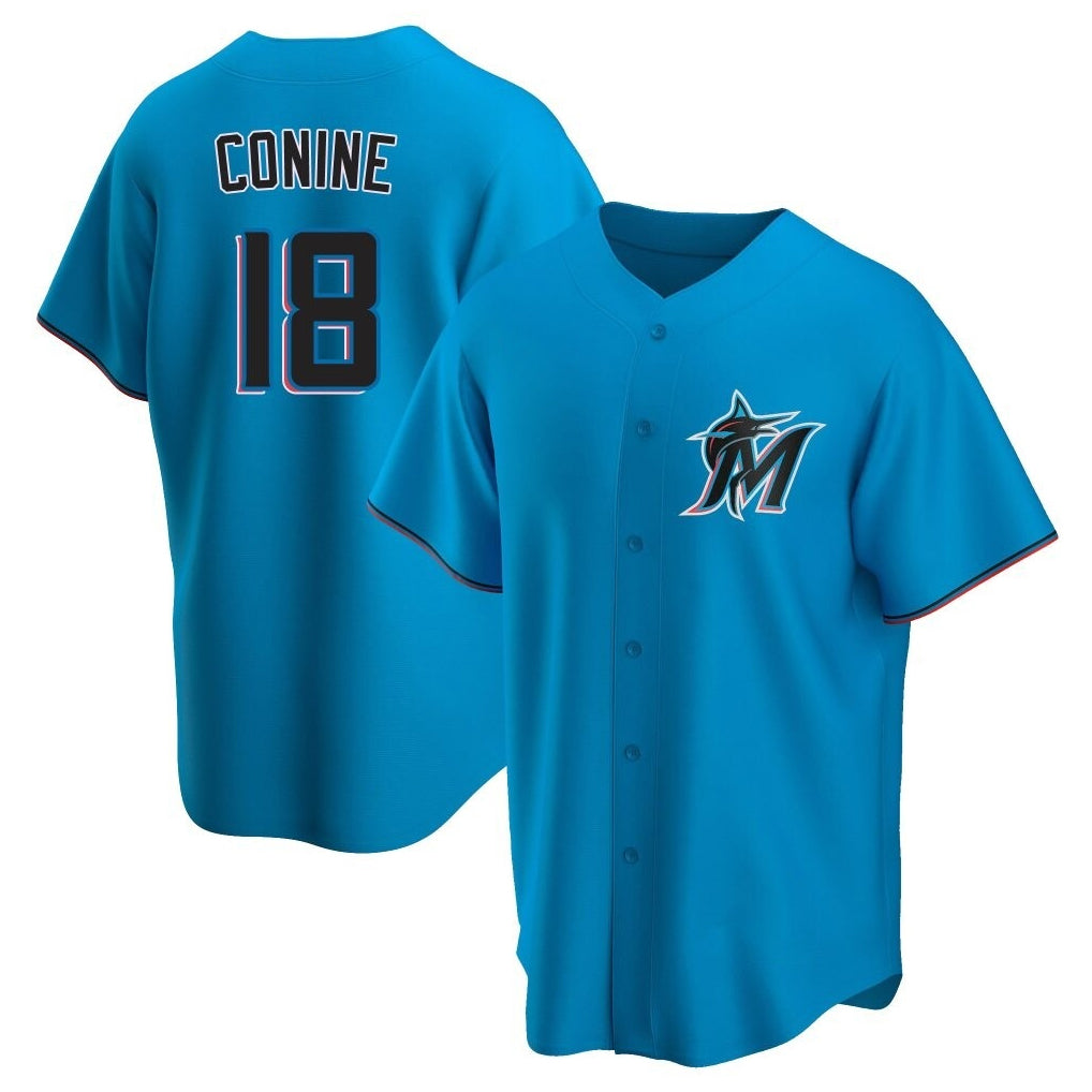 M.Marlins #18 Griffin Conine Player Blue Home Game Fdoa Stitched Jerseys