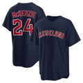 C.Guardians #24 Triston McKenzie Player Navy Game Home Fdoa Stitched Jerseys