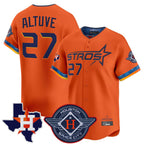 H.Astros #27 Jose Altuve Player Orange City Connect Texas Patch Vapor Premier Limited Home Fdoa Stitched Jerseys