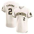 M.Brewers #2 Brice Turang Player Cream Home Limited Elite Fdoa Stitched Jerseys