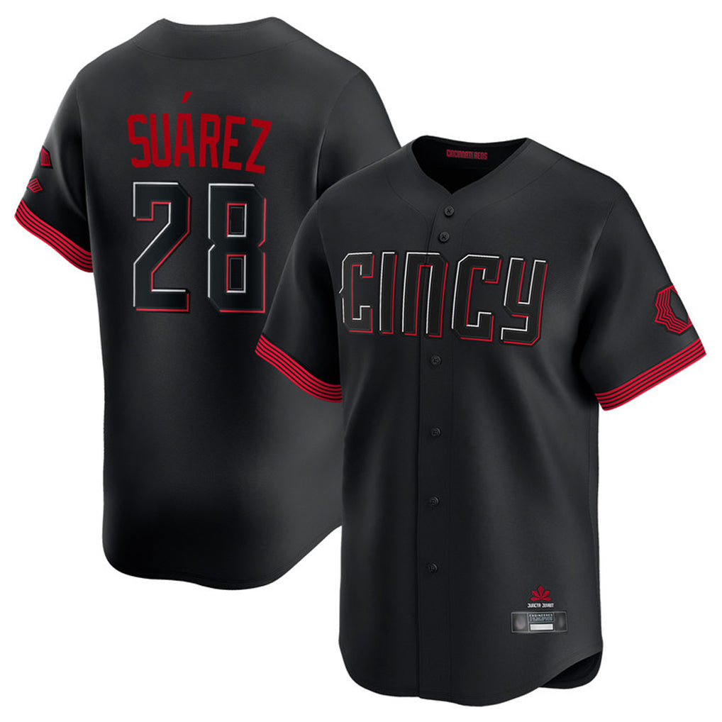C.Reds #28 Eugenio Su¨¢rez Player Black City Connect Home Limited Fdoa Stitched Jerseys