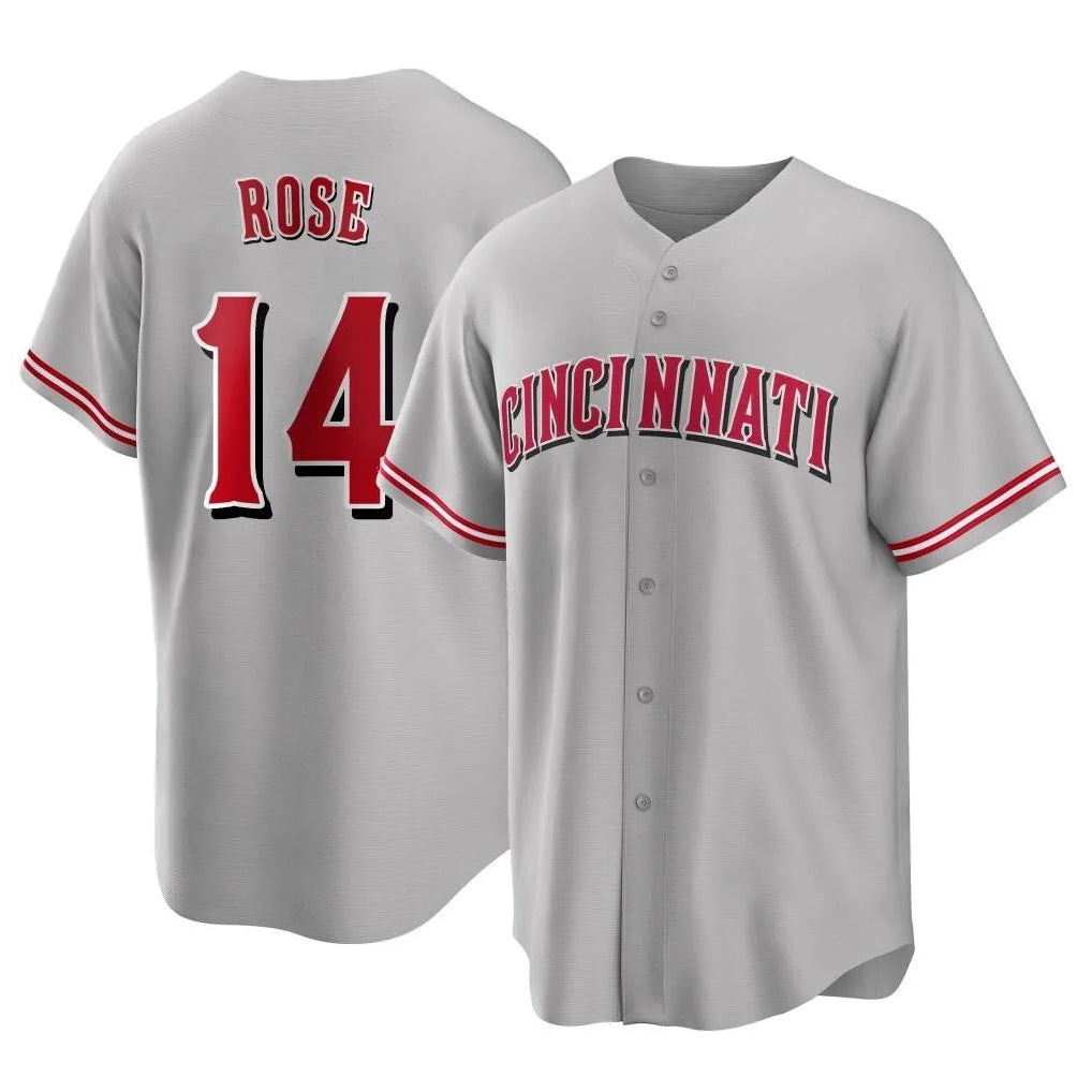 C.Reds #14 Pete Rose Player Gray Home Game Fdoa Stitched Jerseys