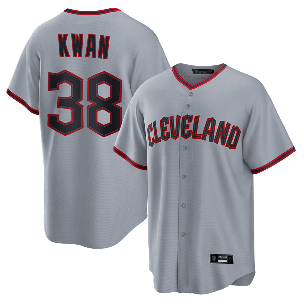 C.Guardians #38 Steven Kwan Player Gray Home Game Fdoa Stitched Jerseys