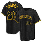 C.Reds #28 Eugenio Su¨¢rez Player Black Snake Skin City Home Fdoa Stitched Jerseys