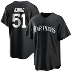 S.Mariners #51 Ichiro Suzuki Player Black Home Limited Fdoa Stitched Jerseys