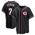 C.Reds #7 Spencer Steer Player Black Fashion Out Home Game Fdoa Stitched Jerseys