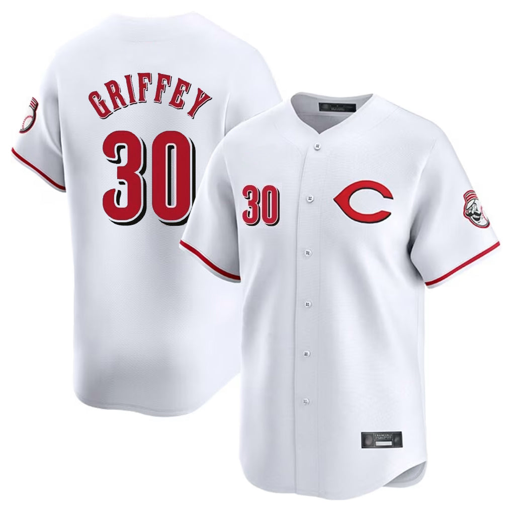 C.Reds #30 Ken Griffey Player White Limited Home Fdoa Stitched Jerseys