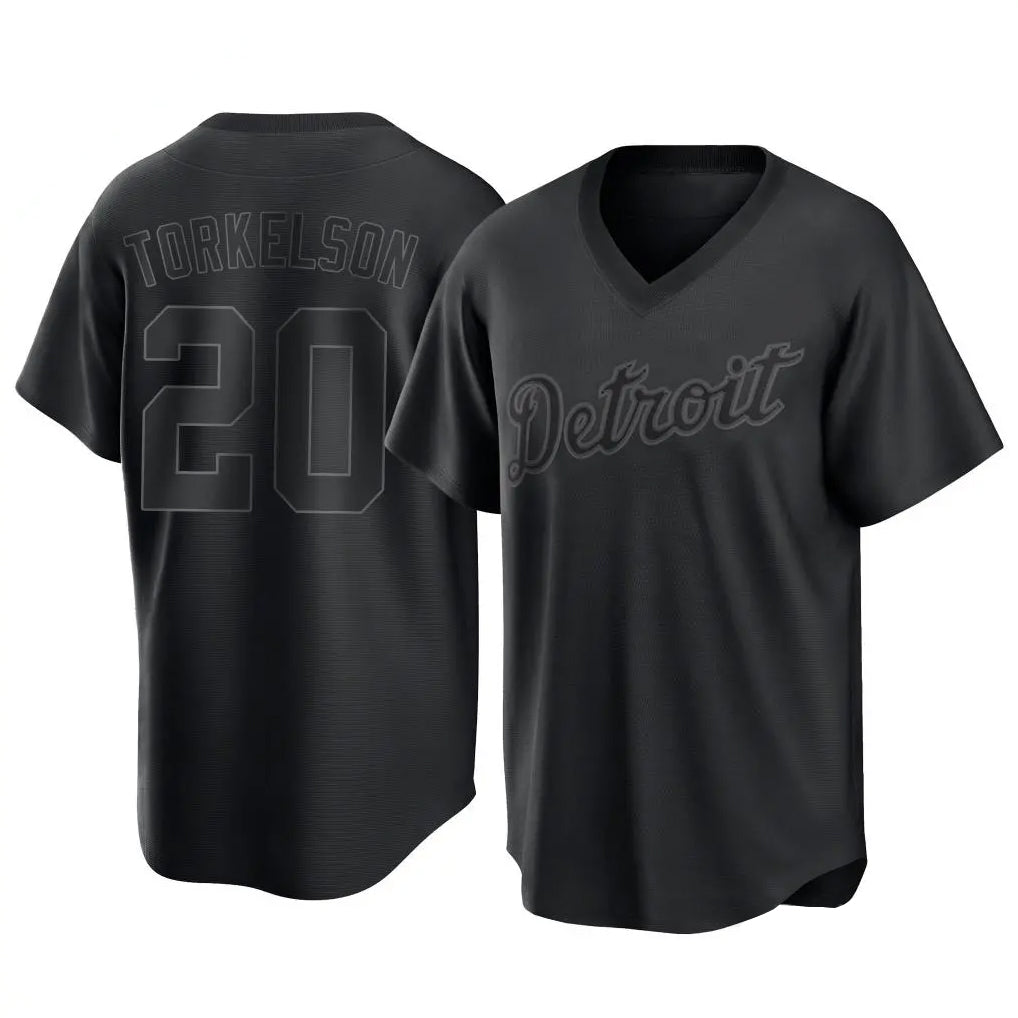 D.Tigers #20 Spencer Torkelson Player Black T-shirt Home Game Fdoa Stitched Jerseys