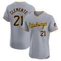 P.Pirates #21 Roberto Clemente Player Gray Road Home Limited Elite Fdoa Stitched Jerseys