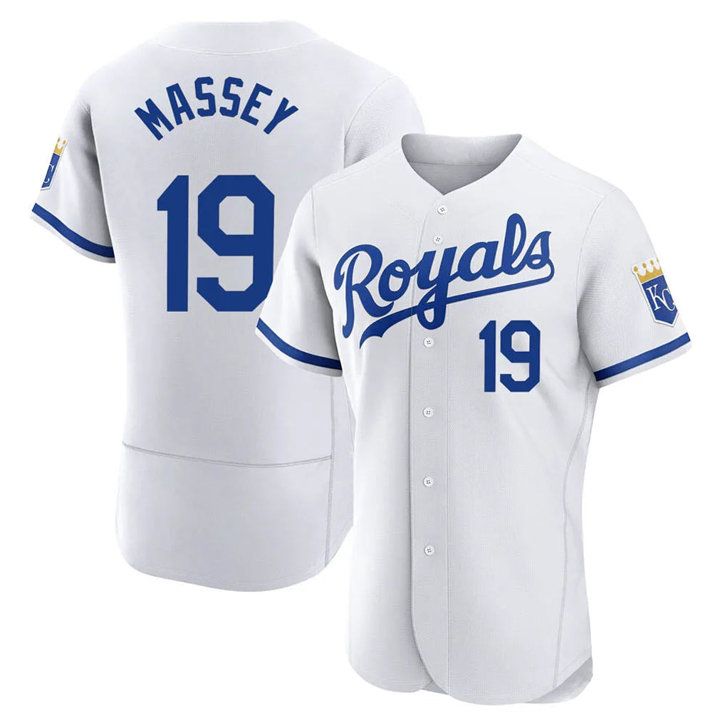 KC.Royals #19 Michael Massey Player White Limited Elite Home Game Fdoa Stitched Jerseys