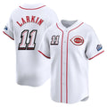 C.Reds #11 Barry Larkin Player White Speedway Classic Home Limited Fdoa Stitched Jerseys