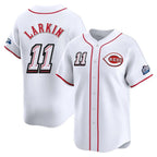 C.Reds #11 Barry Larkin Player White Speedway Classic Home Limited Fdoa Stitched Jerseys
