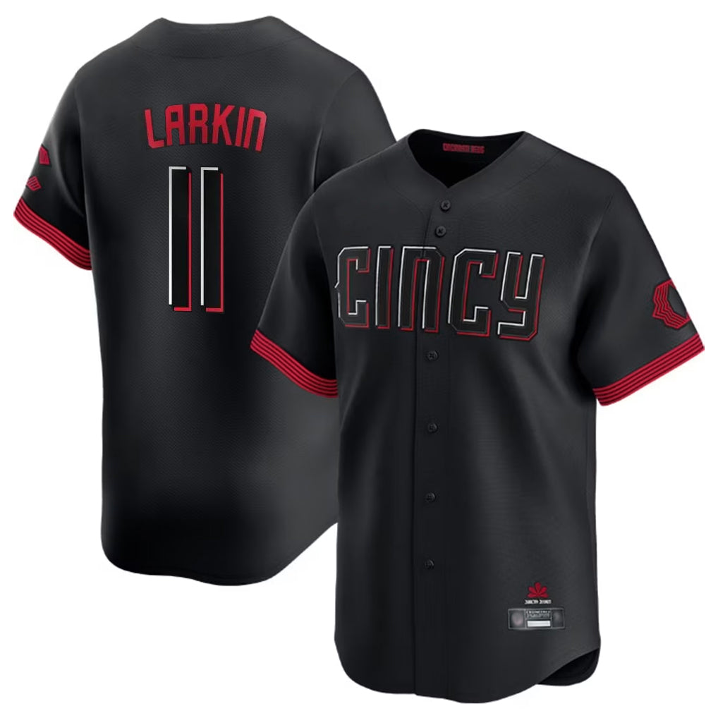C.Reds #11 Barry Larkin Player Black City Connect Home Limited Fdoa Stitched Jerseys