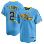 M.Brewers #2 Brice Turang Player Light Blue City Connect Home Limited Fdoa Stitched Jerseys