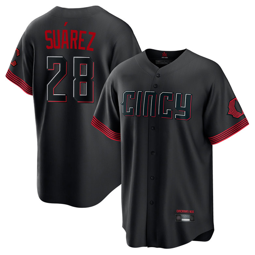 C.Reds #28 Eugenio Su¨¢rez Player Black City Connect Home Game Fdoa Stitched Jerseys