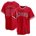 LA.Angels #25 Travis d'Arnaud Player Red Home Game Fdoa Stitched Jerseys