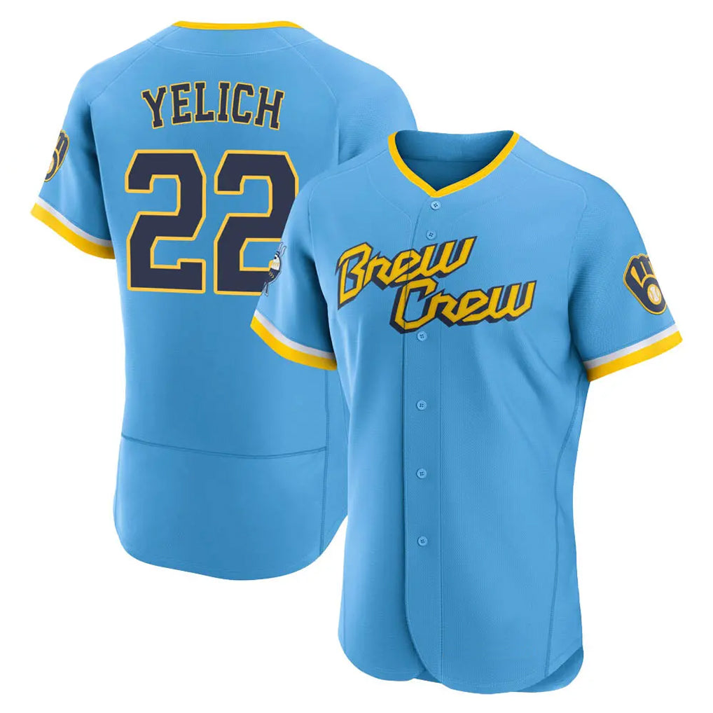 M.Brewers #22 Christian Yelich Player Light Blue City Connect Home Limited Elite Fdoa Stitched Jerseys