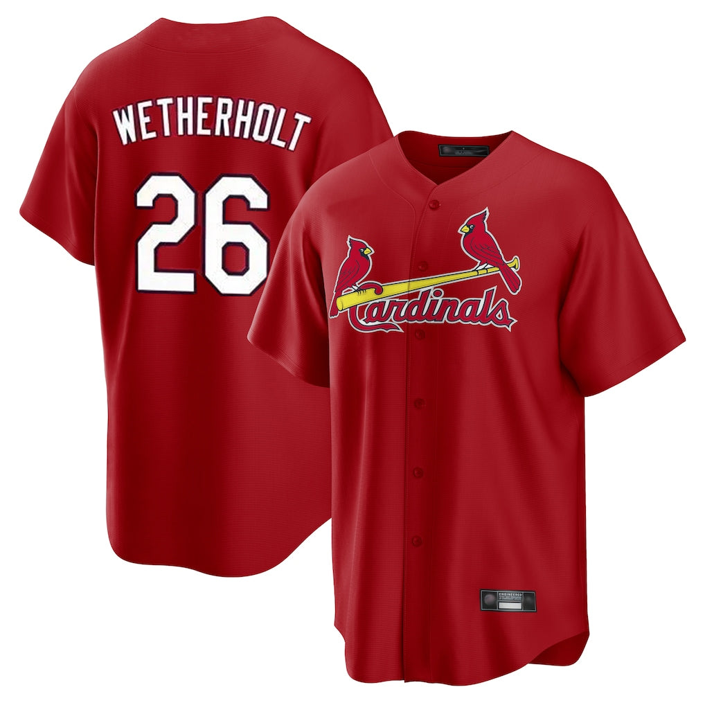 St. Louis Cardinals #26 JJ Wetherholt Player Red Home Game Fdoa Stitched Jerseys