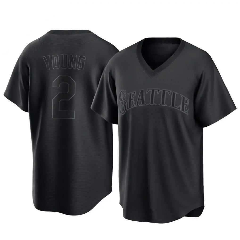 S.Mariners #2 Cole Young Player Black Replica Fashion T-shirt Fdoa Stitched Jerseys