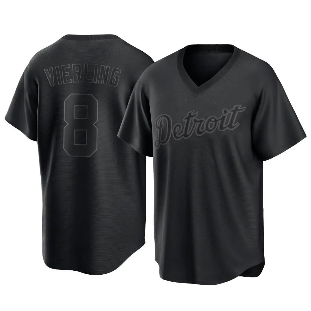 D.Tigers #8 Matt Vierling Player Black T-shirt Home Game Fdoa Stitched Jerseys