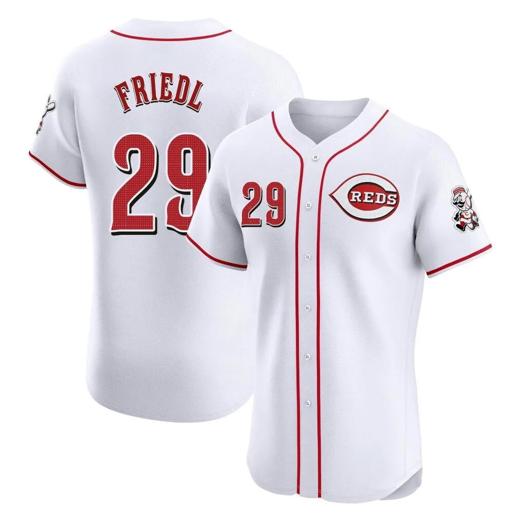 C.Reds #29 TJ Friedl Player White Limited Elite Home Fdoa Stitched Jerseys