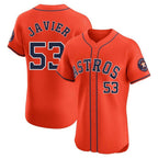 H.Astros #53 Cristian Javier Player Orange Home Limited Elite Fdoa Stitched Jerseys