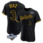LA.Dodgers #3 Edwin D¨ªaz Player Black World Series Snake Skin City Limited Elite Home Fdoa Stitched Jerseys